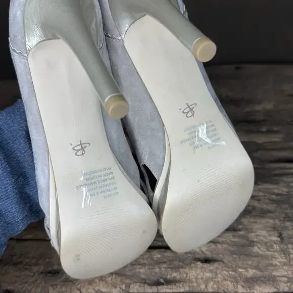 B Makowsky Gray Suede Peep Toe Cutout Platform Heels Women’s Size 9.5M - Picture 9 of 9